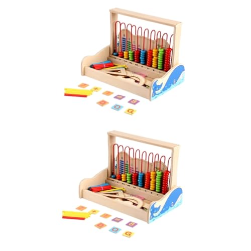 ifundom 2 Sätze Abakusständer Perlen-abakus-Spielzeug Abakus-Rahmen Kinderspielzeug Lernentwicklungsspielzeug Mathematische Manipulationszahlen Abakus Für Kinder Mathe Mathe-abakus Hölzern von ifundom