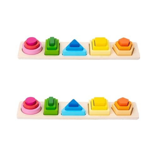 ifundom 2 Sätze Geometrie-Puzzle Puzzlematte Magnet Spielzeug Bauklötze Kinderspielzeug Kinder Spielzeug Spielzeuge Bausteine Spielsachen Magnetspielzeug Jigköpfe Puzzlekarte Holz Colorful von ifundom