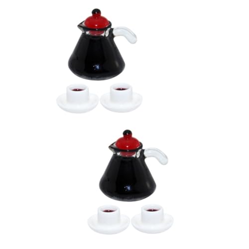 ifundom 2 Sätze Mini-Kaffeekanne Puppenhaus Zubehör Puppenhaus Kaffeekanne Teebecher Miniatur Puppenhaus Wasserkocher Kaffeebecher Kaffeemaschine kleine Kaffeekanne lebensechte Kaffeekanne von ifundom