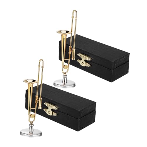 ifundom 2 Sätze Miniatur Posaune Modell Maßstab Mini Musikinstrument mit Ständer und Schwarzem Etui Realistische Details Platzsparend Sammlerstück für Puppenhaus und Musikliebhaber ifundom 2 Sätze Miniatur Posaune Modell Maßstab Mini Musikinstrument mit Ständer und Schwarzem Etui Realistische Details Platzsparend Sammlerstück für Puppenhaus und Musikliebhaber von ifundom
