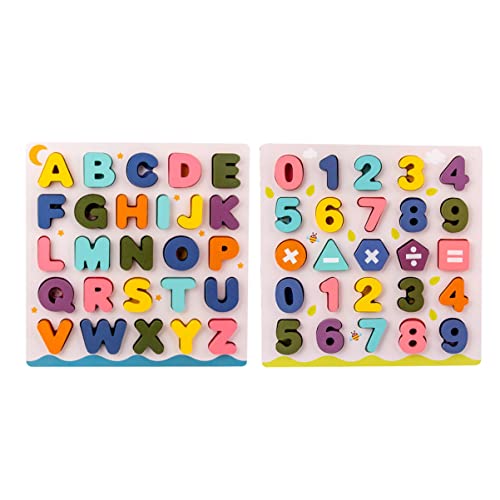 ifundom 2 Sätze Puzzle rätselbuch Toys + im Kindergarten kinderf Buchstabenblöcke aus Holz Bildungsblöcke Blöcke Nummernalphabetblöcke Alphabet und hölzern von ifundom