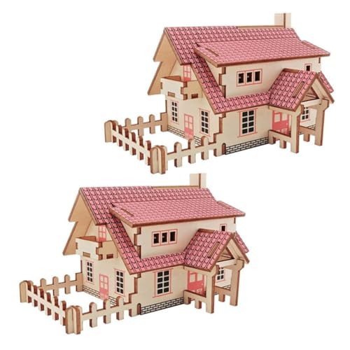 ifundom 2 Sätze Realistisches Holz Puzzle Spielzeug Puzzle Modelle Hausmodell Ornamente von ifundom