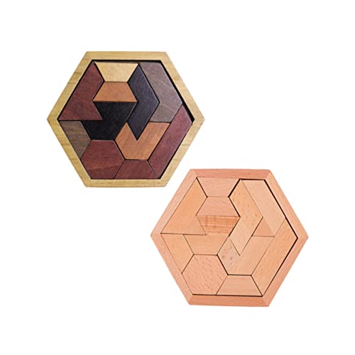 ifundom 2 Sätze Sechseckige Scheibenbausteine Kinderpuzzle Kleinkinder Spielzeug Zappeln Puzzle-Brett Rätsel Spiele Puzzles Aus Holz Hexagon-Puzzle Für Kinder Sechseck-Puzzle Hölzern von ifundom