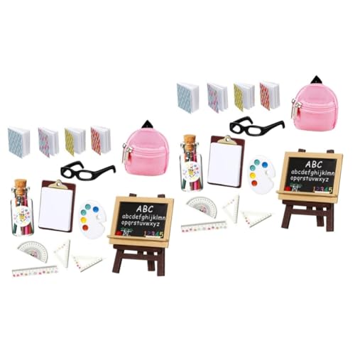 ifundom 2 Sätze Simulationslernspielzeug Miniatures verkleidungsaccessoires Zubehör für Minipuppen Mini-Rucksack für Kinder Bleistifte für Kinder büchertasche simulierte Schultasche Papier von ifundom