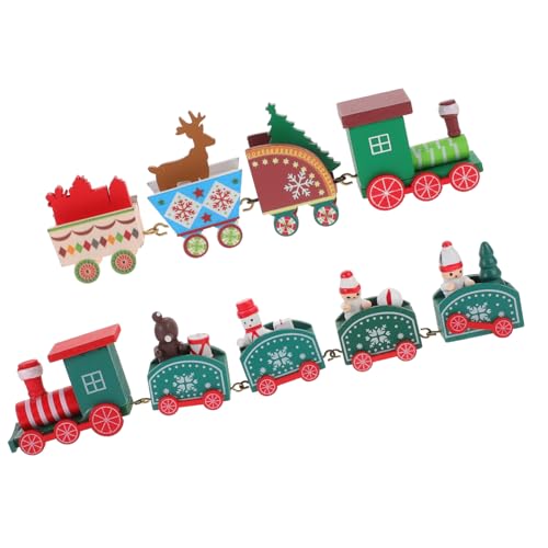 ifundom 2 Sätze Weihnachtszug Auto Desktop- Bruchsichere Weihnachtskugelverzierungen Rentiermodell Christbaumschmuck Weihnachtsschmuck Spielzeugzug Ornamente Holz von ifundom