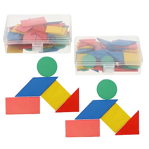 ifundom 2 Sets Geometrie Formen Puzzle Spiel Für 50 Teile Pro Set Lernspielzeug Für Mathematik Und Formenverständnis Kreatives Holzspielzeug Für Kleinkinder von ifundom