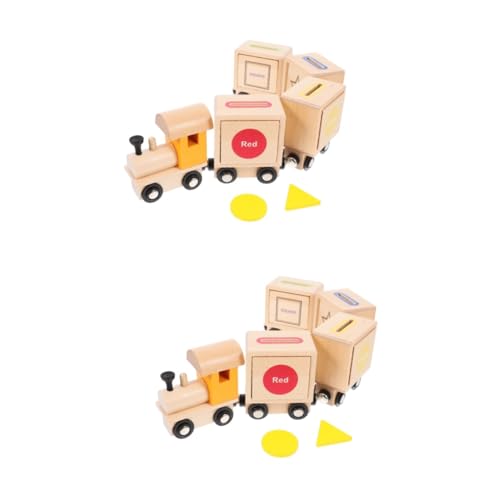ifundom 2 Sets Holzeisenbahn Magnetische Züge Kinder Zugspielzeug Frühes Sortierspielzeug Zug Zusammengebautes Spielzeug Lernspielzeug Zusammengebauter Zug Spielzeug Formsortierer von ifundom