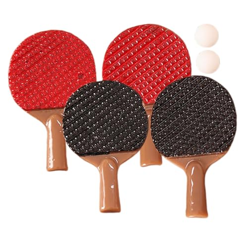 ifundom 2 Sets Spielzeug Mini Dekoration Mini Sportgeräte Dekorationen Winzige Tischtennisbälle Mini Tischtennis Mini Tischtennisschläger Modell Mini Ornament Harz von ifundom