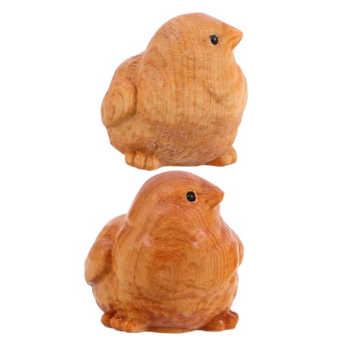 ifundom 2 Stück Holzschnitzerei Handwerk Hühnerteile Hühnerstatue Kreative Holzverzierungen Ostern DIY Basteldekoration Ostern-Huhn- Hühnerdekor Hühnchen-Statue Aus Holz Khaki Rattan von ifundom