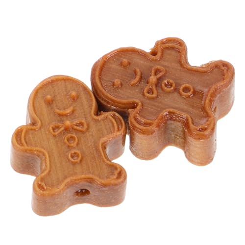 ifundom Lebkuchen-Ornamente Zum Aufhängen 2 Stück Lebkuchenmann-Ornamente Handgefertigte Holzfiguren für Die Weihnachtsbaumdekoration von ifundom