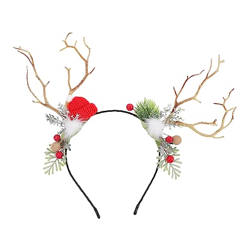 ifundom 2 Stück Stirnband Rentiergeweih Hirschkostüm Requisiten Geweih Haarreifen Kostümohren Erwachsene Hirschhorn Haarreifen Weihnachten Haarschmuck Weihnachtsgeweih Elchhorn Rotes Harz von ifundom