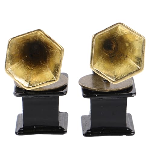 ifundom 2 Stück Teiliges Miniatur-Phonograph Modell aus Metall Retro Stil Detailreiche Puppenhaus Dekoration Stabiles Vintage Plattenspieler Ornament für Sammler und Kreative ifundom 2 Stück Teiliges Miniatur-Phonograph Modell aus Metall Retro Stil Detailreiche Puppenhaus Dekoration Stabiles Vintage Plattenspieler Ornament für Sammler und Kreative von ifundom