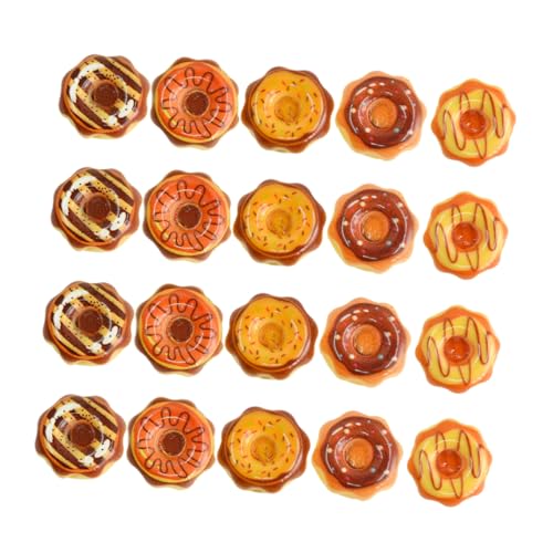 ifundom 20st Miniatur-Donuts Miniatur-dessertmodell Stellen Sie Sich Essens-Requisiten Vor Mini-hausmodell Mini- -küchenzubehör Kleine Donut-verzierung Miniatur-Food-Modell Harz von ifundom