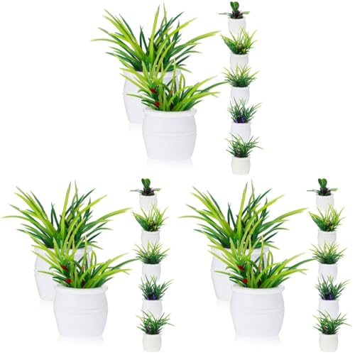ifundom 21 Mini-Garten-Topfpflanzen Mini-Puppenhauspflanzen Mini-künstlicher Bonsai künstliche Pflanze kunstpflanze Gründekor Puppenzubehör Blumen Topfset Bonsai- Dekorationen von ifundom