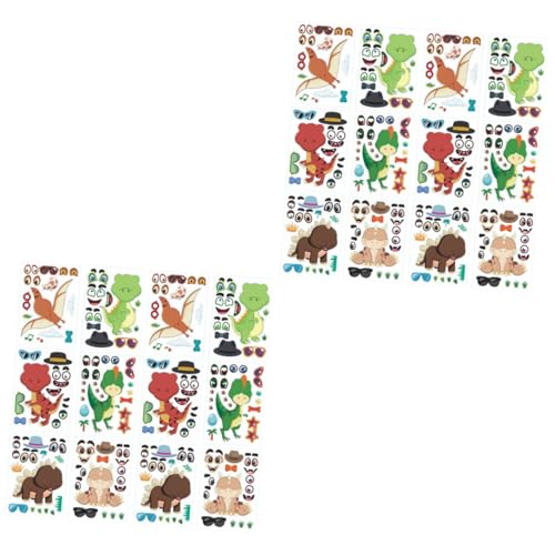 ifundom 24 Blatt Dinosaurier Puzzle Aufkleber Wiederverwendbare Dinosaurier Aufkleber Dekorative Puzzle Aufkleber Cartoon Dinosaurier Aufkleber Lustige Puzzle Aufkleber DIY Gesicht von ifundom