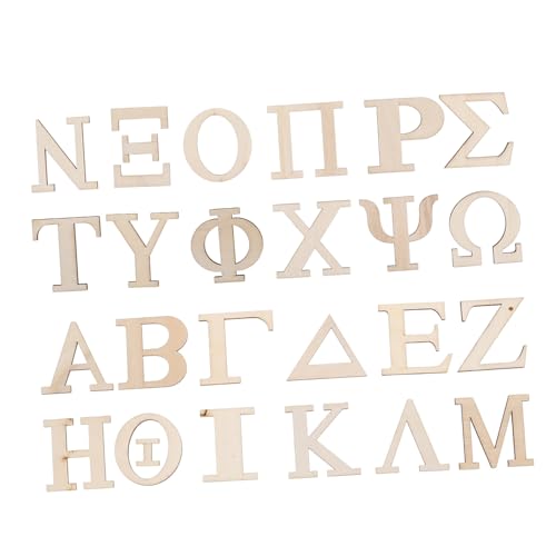 ifundom 24st Griechische Buchstaben Holzspäne Buchstaben Aus Holz Karte Mit Griechischem Alphabet Leere Holzspäne Alphabet-Spiele Lernspielzeug Für Kleinkinder Holz-Alphabet Hölzern Beige von ifundom