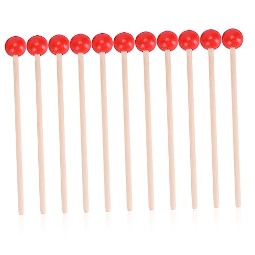 ifundom 25 Stück Zungentrommelschlägel kinderinstrumente musikinstrumente trommeln für klimpern Jingle Bells Performance Drumsticks Stöcke für Musikinstrumente Holz rot von ifundom