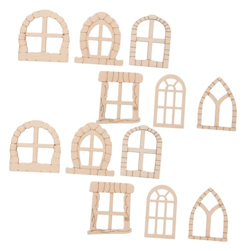 ifundom 25St Mini-Fensterzubehör Garten Accessoires gartenaccessoires Leere Tür Gartenzubehör Puppenhausfenster Mini-Möbel Gartentür Holztürmodell Holzfenster selber Bauen hölzern Khaki von ifundom