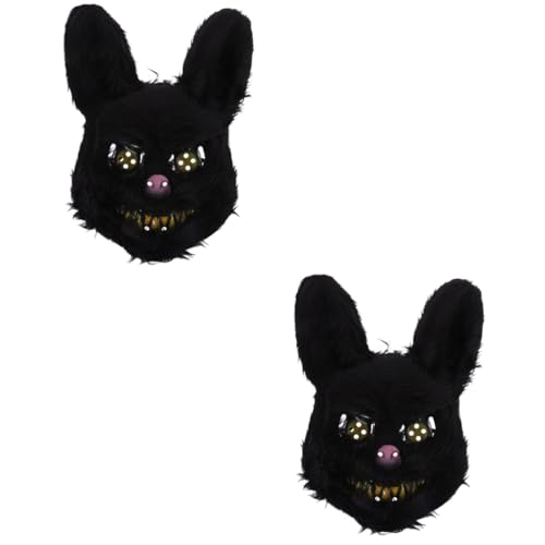 ifundom 2St Hasenmaske Halloween-Hase-Kostüm Teufelsmasken Mardis-Maske Horror-Tiermaske Hasenkopfmaske halloween maske schwarz maske Party-Kaninchen-Maske PU-Halloween-Maske Plüsch von ifundom