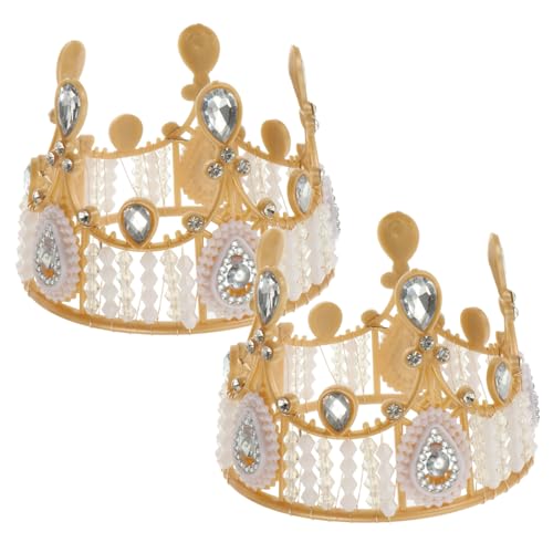 ifundom 2St Kuchen Krone Geburtstagskuchen party sachen geburtstagseinladungen Süße Verzierung tortenzubehör Babykrone Perlen Tiara kleiner Kronenschmuck Kuchenkronendekoration Acryl von ifundom