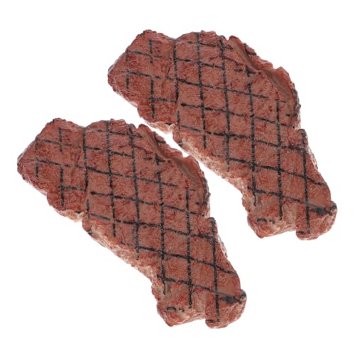 ifundom 2st Food-Modell Simuliertes Steakspielzeug Roastbeef Fleischmodell Gefälschtes Künstliches Steak Künstliches Rindfleisch Steak-Foto-Requisite Rindfleisch Simulieren Plastik Brown von ifundom