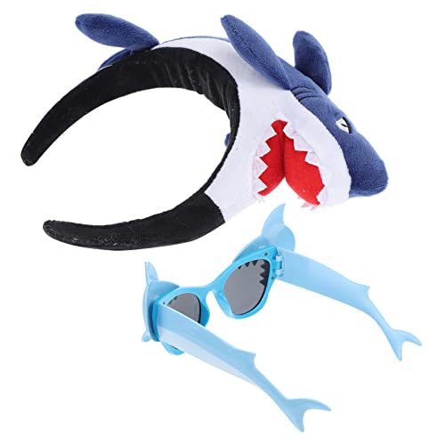 ifundom 2st Hai-stirnband-brille Schildkröten- Hai-brille Walhai Aufkleber Hai-marionette Gefälligkeiten Haifischflossen-stirnband Haifischhaar Tiere Cosplay-brille Stoff von ifundom