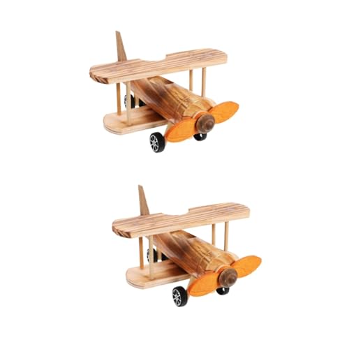 ifundom 2st Hubschraubermodell Vintage-Flugzeug-Ornament Hängendes Flugzeugornament 3D-holzpuzzle Foto-Requisiten Doppeldecker-Dekoration Modellflugzeug Aus Reisen Hölzern Altmodisch Hobel von ifundom