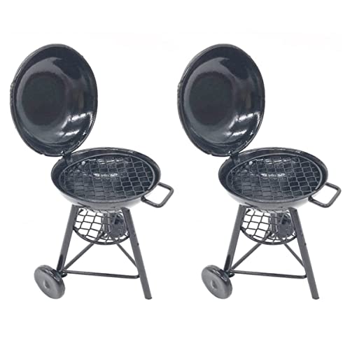 ifundom 2st Mini-Grill Mini-backofen- Kleines Ofendekor 1:12 Haushaltsverzierung Puppenhaus Mini-rundofen Mini-ofen Puppenhausgrill Outdoor-Szene Black Eisen von ifundom