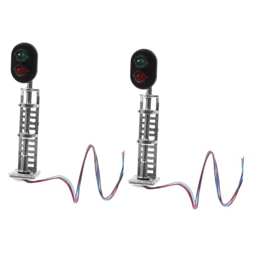 ifundom 2st Modellbahn Lichter Scale Zug Zubehör Sandtisch-signalmodell Puzzle-Spielzeug Künstliches Signalmodell Spielset Mit Straßenschildern Kinderspielzeug Landschaftssignal Abs von ifundom