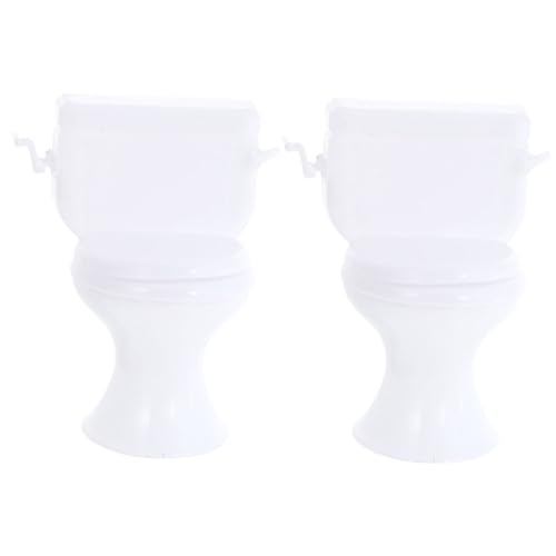 ifundom 2st Puppenhaus-Toilette Mini Töpfchen Puppenhausmöbel Lustige Toilettengeschenke Für Simulierte Puppentoilette Plastik Weiß von ifundom