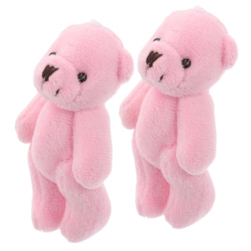 ifundom 2st Puppenhauspuppe Mini-Puppen Kleiner Ausgestopfter Bär Mini-plüschbär Bär Zum Basteln Minibären Aus Plüsch Miniatur-plüschbärenspielzeug Kleiner Plüschbär Kurzer Plüsch Rosa von ifundom