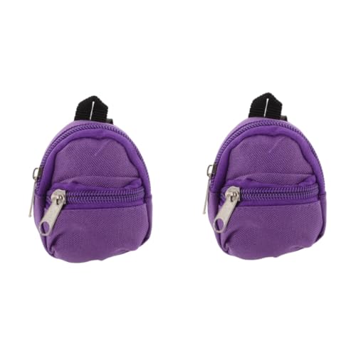 ifundom 2st Puppenrucksack So Tun, Als Spiele Rucksack Mini-Rucksack Für Puppen Mini-Schultasche Miniaturen-Rucksack Süße Puppentasche Mikro-szenen-Ornament Mini-rucksäcke Stoff Violett von ifundom