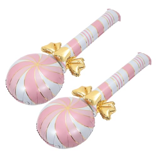 ifundom 2st Zuckerstangenballons Aufblasbares Weihnachtsspielzeug Weihnachtliche Explosionsdekorationen Ballons in Bonbonform Zuckerstange Ballon -dusche-ballon Aluminiumfolie Rosa von ifundom