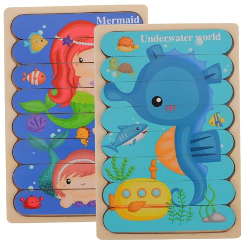 ifundom 3 Sätze Barpuzzle Für Kinder Montessori-Spielzeug Für 2-jährige Puzzles Für Kleinkinder 1-3 Spielzeug Für Kinder Im Vorschulalter Bildung Spielzeug Puzzle-Spielzeug Für Kinder Holz von ifundom