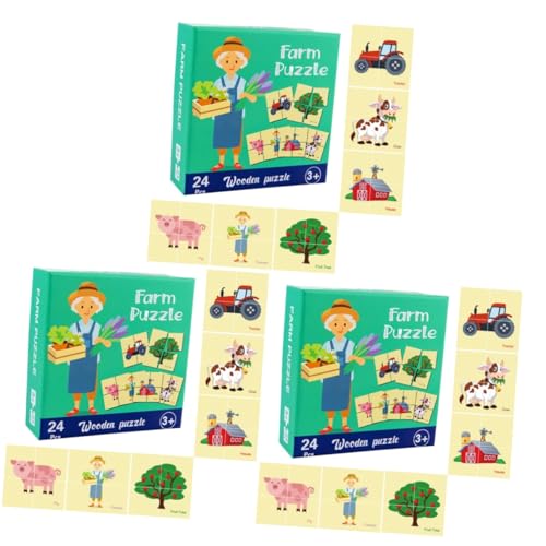 ifundom 3 Sätze Kognitives Rätsel Der Erleuchtung Kinder Spielset Lernspielzeug Für Kinder Bausteine ​​für Kinder Puzzle-Spielzeug Für Kleinkinder Tierspielzeug Kinderpuzzle Colorful Holz von ifundom