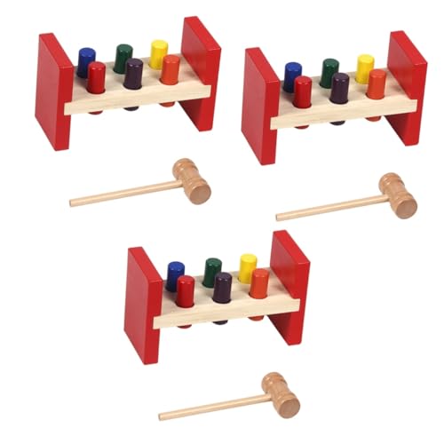 ifundom 3 Sätze Rammplattform für Kinder Health Gesundheit Kleinkindspielzeug Hammer passendes Spielzeug -Percussion-Spielzeug Puzzle Andere Lernspielzeuge Stapelständer hölzern von ifundom