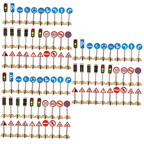 ifundom 3 Sätze Verkehrszeichenmodell Kognitionsspielzeug Verkehrspädagogisches Spielzeug Straße Straßenschild Kinderautospielzeug Ampelspielzeug Wagen Mikroszene Schmücken 30 Stück von ifundom