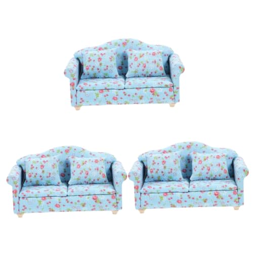 ifundom 3 Stück Puppenhaus Sofa Puppenhaus Sofa Ornament Mini Möbel Mini Zubehör Puppenhaus Holzarm Sofa Mini Dekoration Puppenhaus Miniatur Sofa Miniatur Möbelmodell von ifundom