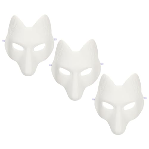 ifundom 3St Fuchsmasken selber machen halloween costume halloween kleidung party assecoires halloween mask karnevalsmasken Maskerade-Maske Füchse Wolf Halloween-Maske leere Masken Pu Weiß von ifundom