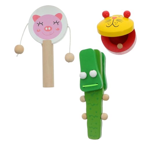 ifundom 3St Holz Musik Spielzeug pädagogisches Babyspielzeug Babyinstrumente Rhythmusspielzeug kinderinstrumente Kinder musikinstrumente Rattle kreatives Holzspielzeug nützliche Lehrmittel von ifundom