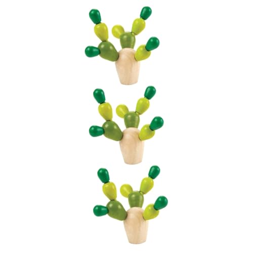 ifundom 3St Kaktus aus Holz Cactus Toy Cactus Spielzeug Geburtstags Spielzeug für Kinder kinderknallzeug Kid Toys Puzzlematte herausnehmbare Bausteine eingefügte Bausteine Bambus von ifundom