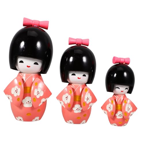 ifundom 3St Kimono Puppen Puppe Puppenhausbauzubehör holzige Puppe Puppen für Puppenhaus BO Japanische traditionelle Kimonopuppe Entzückende japanische traditionelle Puppe hölzern Violett von ifundom