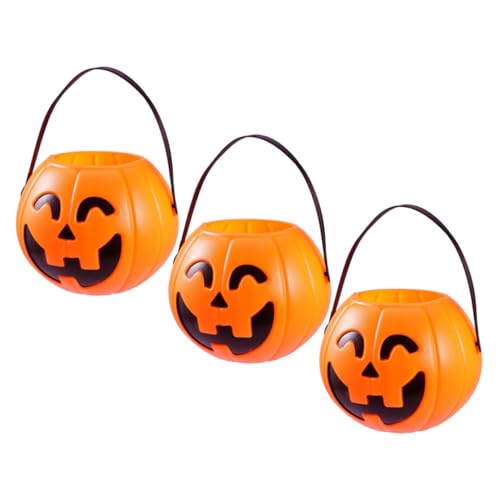 ifundom 3St Kürbis Eimer halloween pumpkin halloweenkürbis süßigkeit halloween kürbiseimer Halloween-Eimer Halloween-Kürbislicht Maske Kürbis-Süßigkeiten-Eimer Kürbislaterne Plastik Orange von ifundom