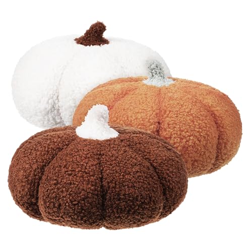 ifundom 3St Mit Kürbis gefülltes Kissen Kürbisförmiges Kissen flauschig gefüllt Herbstkissen Pumpkin Pillow kürbiskissen Essenskissen für Kinder Kuschelkissen für Mädchen PP Baumwolle von ifundom