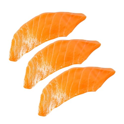 ifundom 3St Simuliertes Sashimi lachfas rustikale dekoring plasure partydeko Einschulung PVC-Lachs Lachs-Modell Essensmodelle vorgeben gefälschte Lachsscheiben Lachsförmige Modelle Orange von ifundom