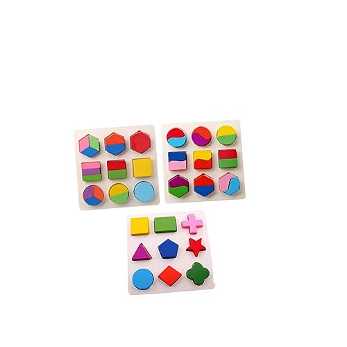 ifundom 3st Geometrieerkennungsspielzeug Form des Vorschullernens Farblernpuzzle Lernspielzeug Spielzeug Für Form-Matching-Puzzle Klobige Puzzleformen Schmusespielzeug Hölzern von ifundom