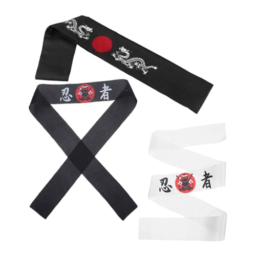 ifundom 3st Ninja-stirnband Karate-stirnband Ninja-kostüm Sushi-hut Japanisches Kostüm Sushi-kostüm Ninja-stirnbänder -hut Japanischer Hut -kostüm Koch-stirnband Polyester von ifundom