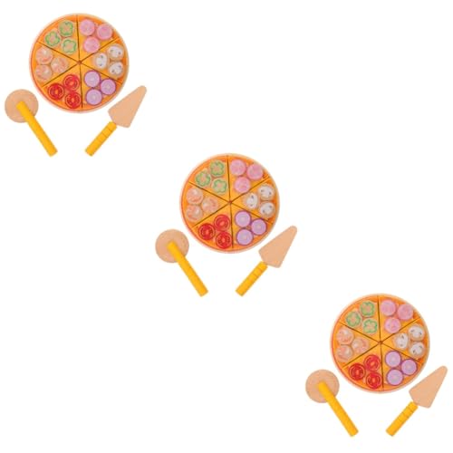 ifundom 3st Pizzaspielzeug Spielzeugnahrung Pizza Spielen Pizza-spielset Für Kinder Spielküchenzubehör Gefälschte Pizza Spielzeug Zum Schneiden Von Lebensmitteln Spielzeugkuchen Hölzern von ifundom