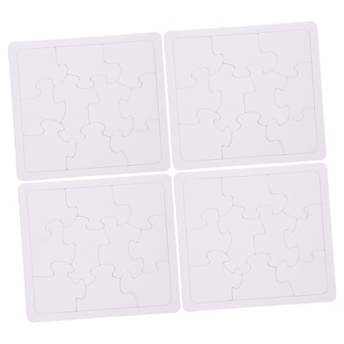 ifundom 4 Blätter Ausmalen Und Einfügen Benutzerdefiniertes Puzzle Klares Puzzle DIY-Puzzle-Aufkleber Leere Puzzles Basteln Individuelle Rätsel Dinge Zu Malen Papier Weiß von ifundom