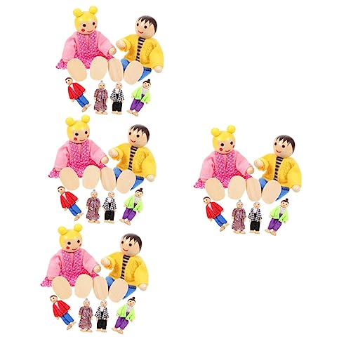 ifundom 4 Sätze Hölzerne Puppe puppenfamilie holzspielzeug dollhaus Mini-Personenfiguren Zubehör für Rollenspielfiguren kinderspielzeug kleine Puppe für Kinder Minifiguren Stoff von ifundom